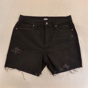 Old Navy Jean Shorts Size 8 Black Denim Cut-Off Distressed High Rise 7” NEW NWOT